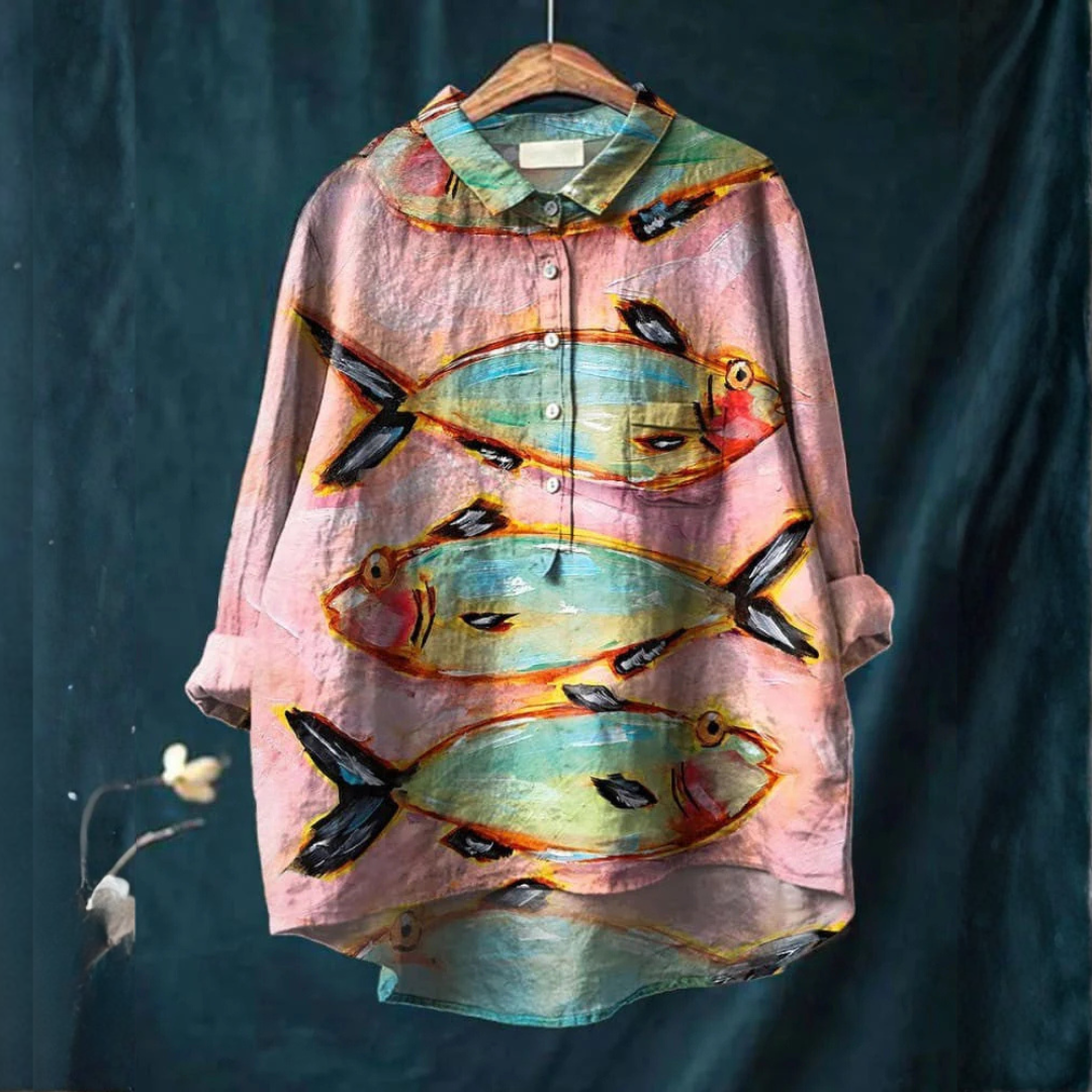 Emanuela – Camisa de lino con estampado