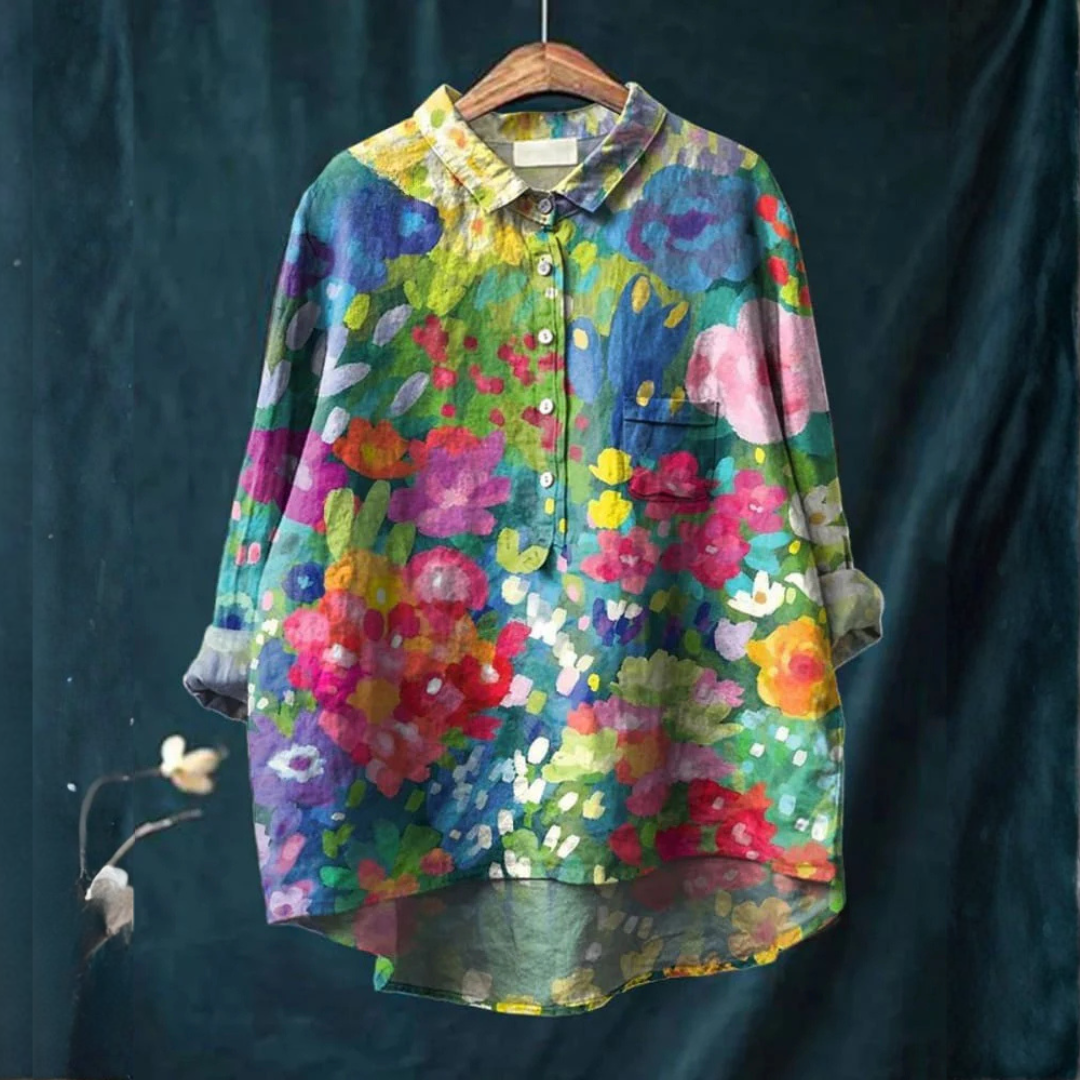Renata – Camisa de lino estampada