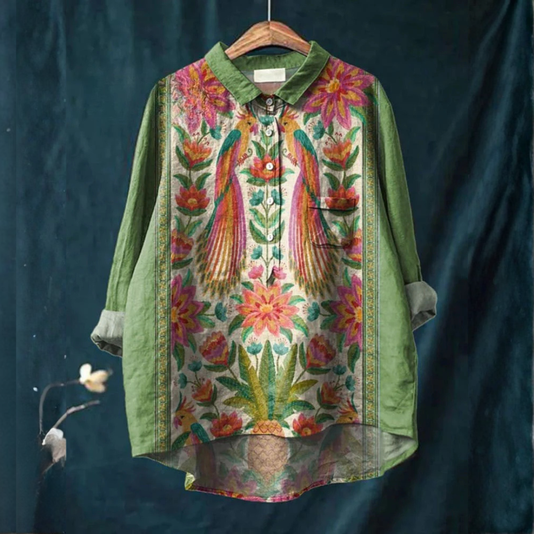 Rachele – Camisa de lino estampada