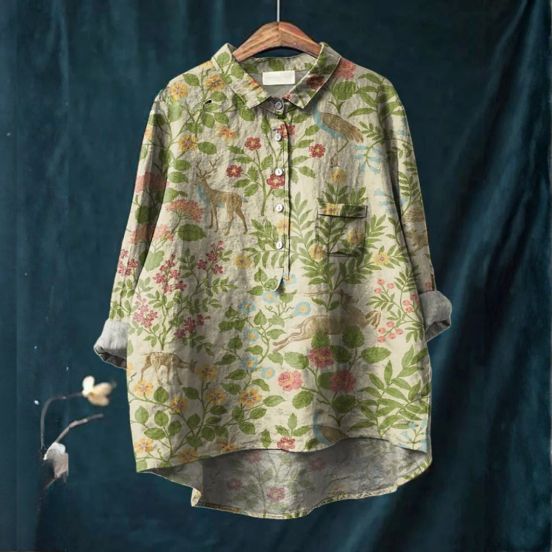 Elena – Camisa de lino estampada