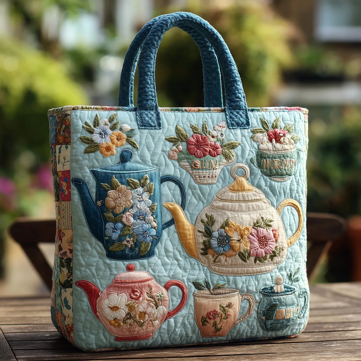 Bolso Acolchado con Motivo Floral