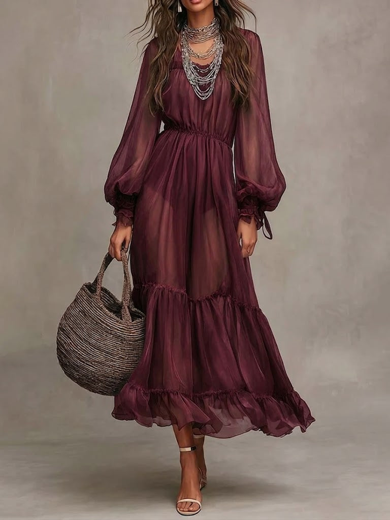 Gerda | Vestido midi elegante con escote en V