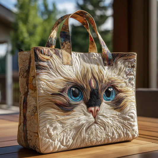 Bolso Artesanal Gato Blanco con Ojos Azules