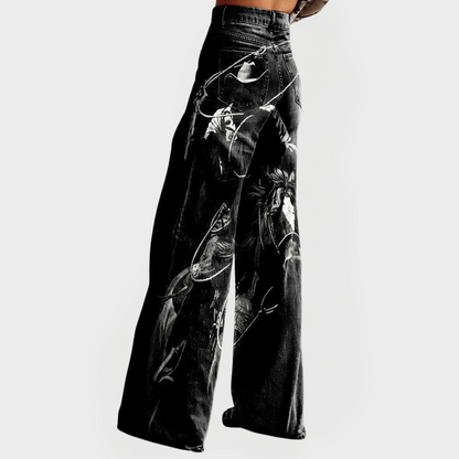 Vaqueros cómodos y a la moda con estampado