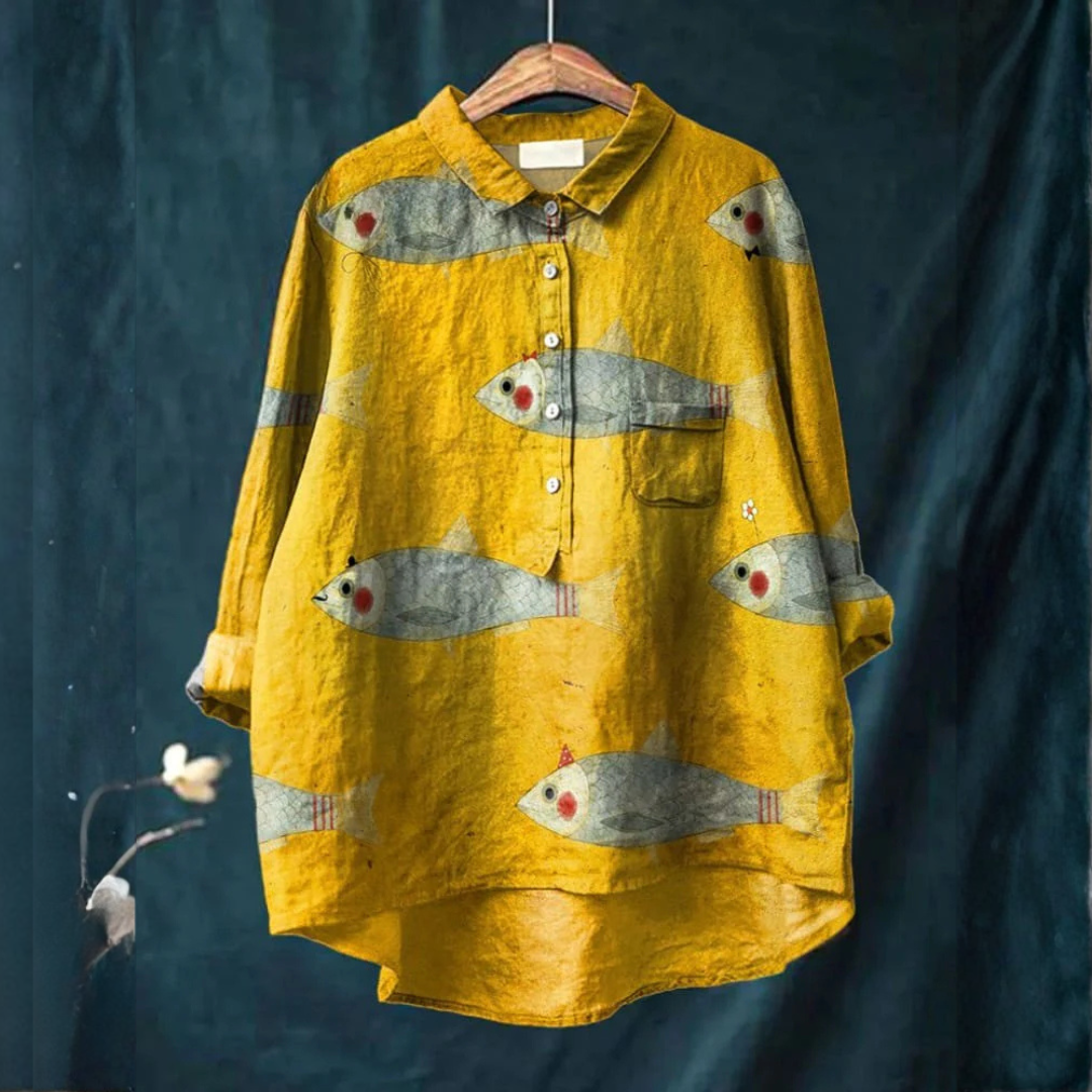 Caterina – Camisa de lino estampada