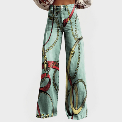 Vaqueros elegantes de cintura alta y corte ancho