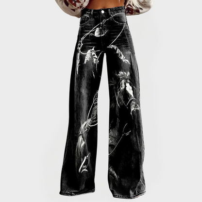 Vaqueros cómodos y a la moda con estampado