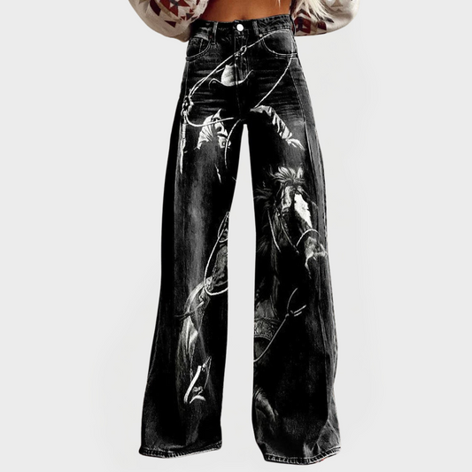 Vaqueros cómodos y a la moda con estampado