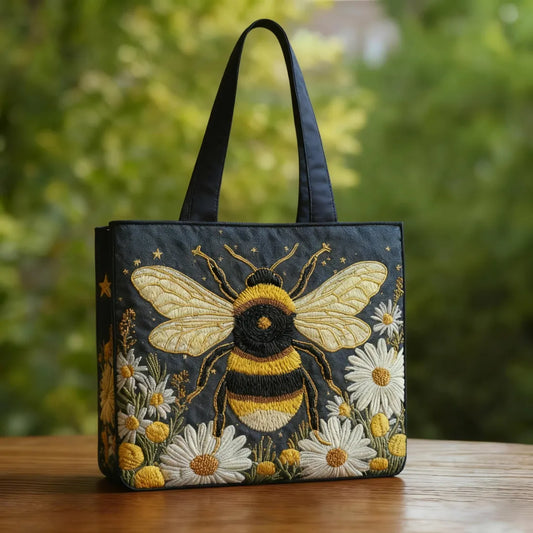 Bolso Artesanal Abejas con Margaritas y Estrellas