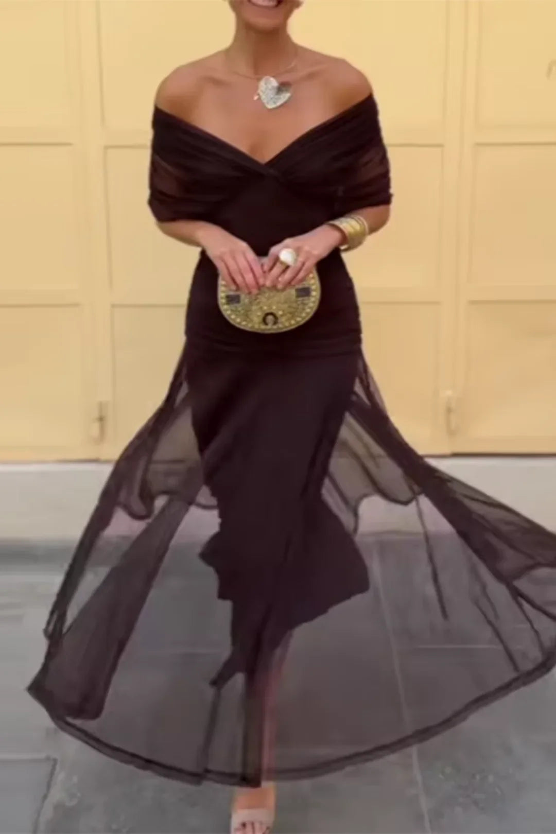 Vestido Maxi Elegante de Evento con Escote en V