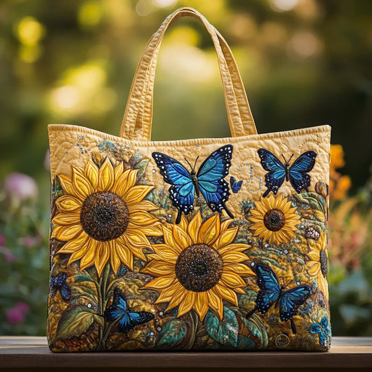 Bolso Artesanal Girasoles y Mariposas Azules