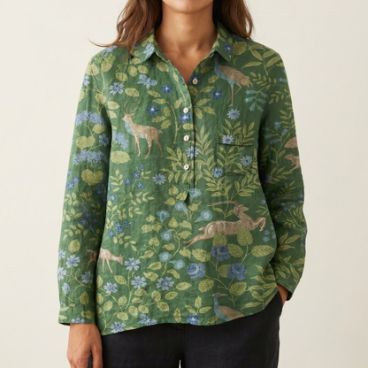 Elena – Camisa de lino estampada