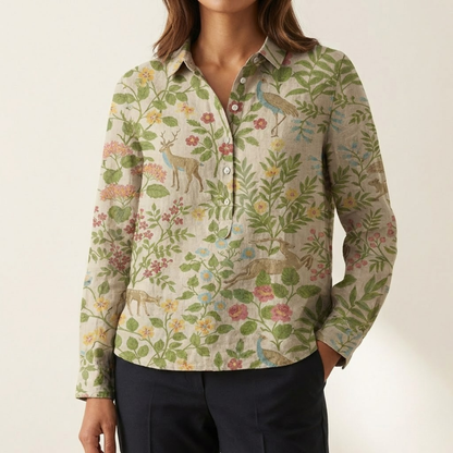 Elena – Camisa de lino estampada