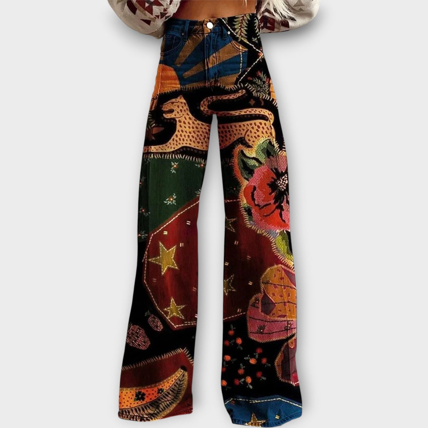 Vaqueros con estampado de patchwork