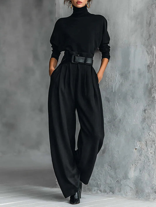 Lisa™ | Conjunto de dos piezas en negro con cinturón