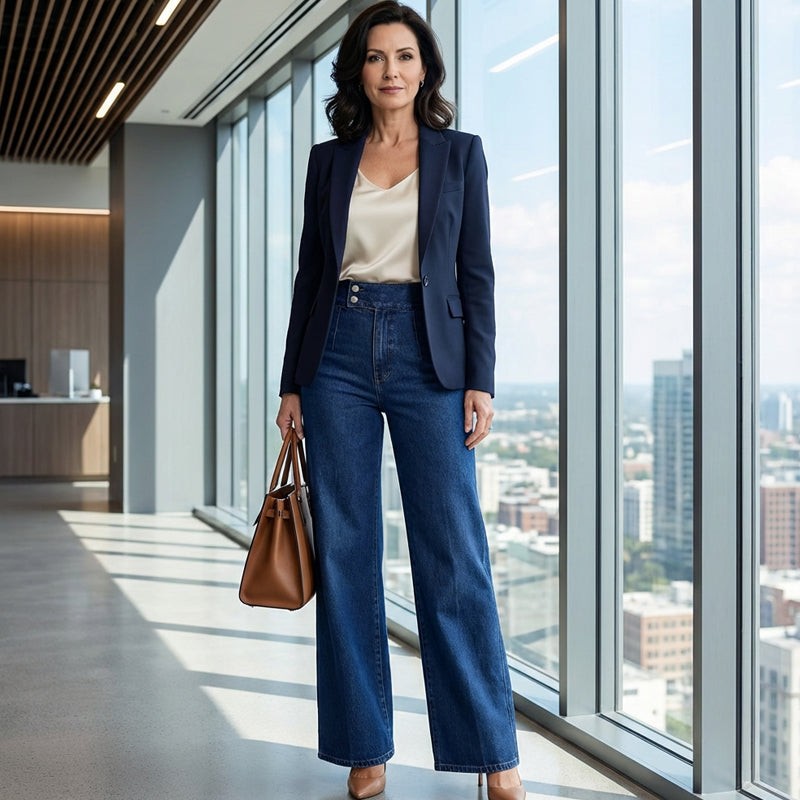 📢📢¡50 % de descuento! ⏰Vaqueros de mujer de cintura alta y pierna ancha