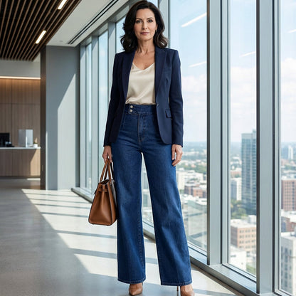 📢📢¡50 % de descuento! ⏰Vaqueros de mujer de cintura alta y pierna ancha