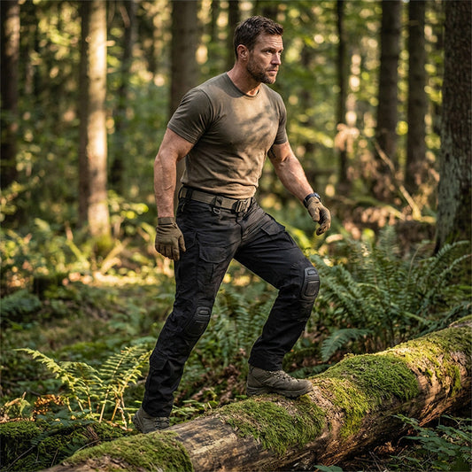🪖👖 Pantalones cargo tácticos para hombre con rodilleras integradas: diseñados para ofrecer movilidad, durabilidad y almacenamiento apto para misiones.