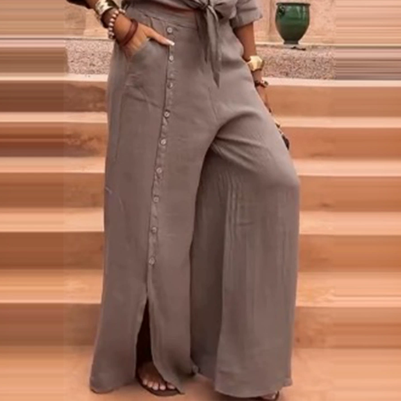Conjunto elegante de dos piezas para mujer en color liso