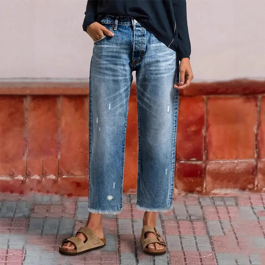 Vaqueros rectos ™ cortos retro para mujer