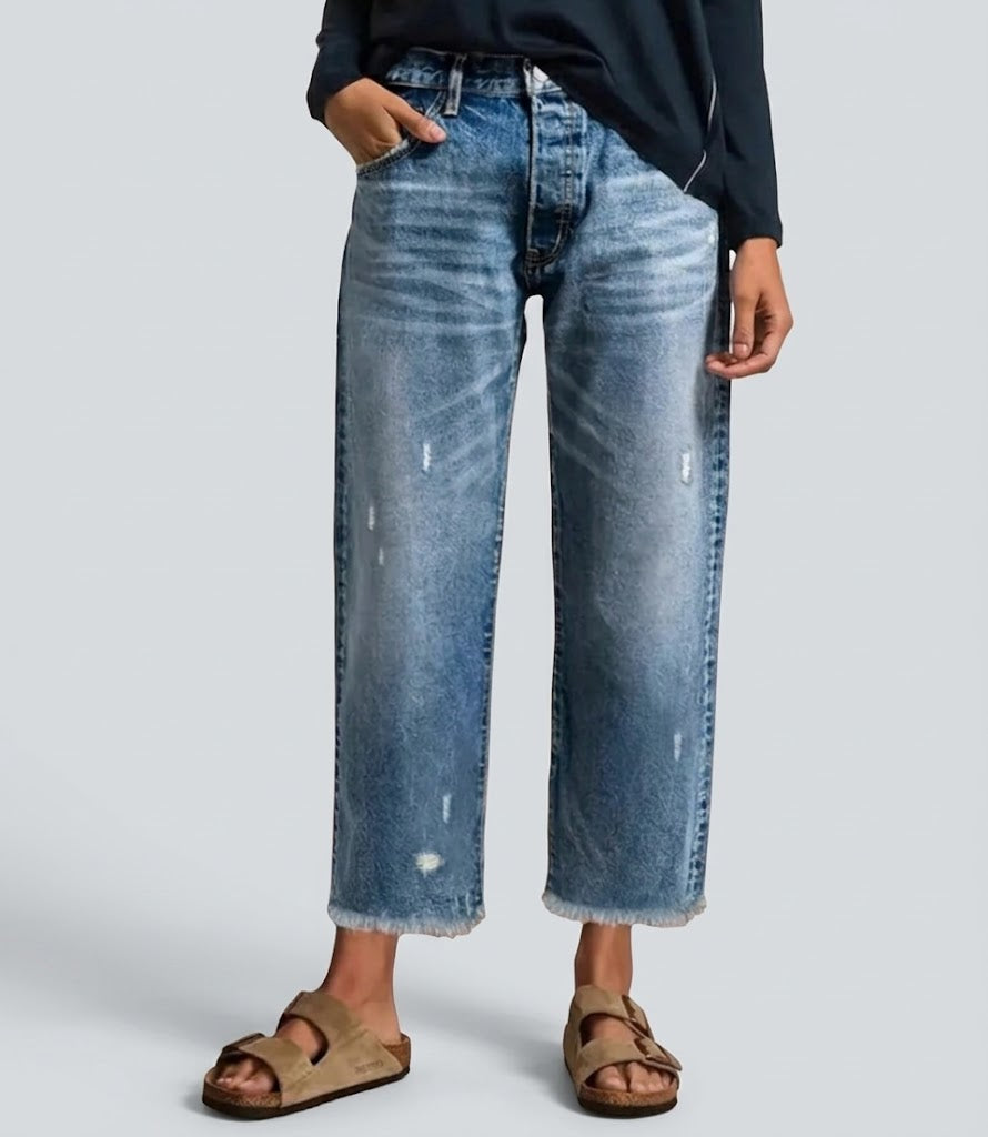 Vaqueros rectos ™ cortos retro para mujer