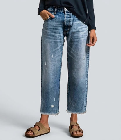 Vaqueros rectos ™ cortos retro para mujer