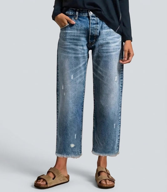 Vaqueros rectos ™ cortos retro para mujer