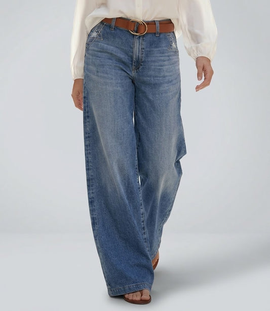 Vaqueros vintage ™ de cintura alta y pierna ancha para mujer