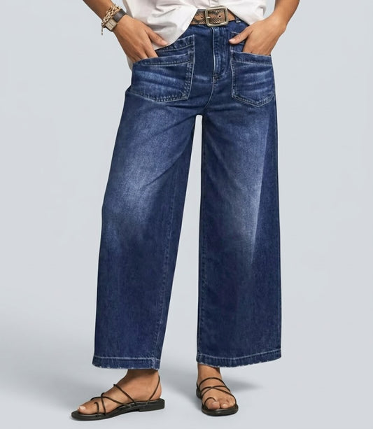 Jeans casuales de mujer de cintura alta y pierna ancha ™ Control de abdomen, silueta alargada y comodidad durante todo el día