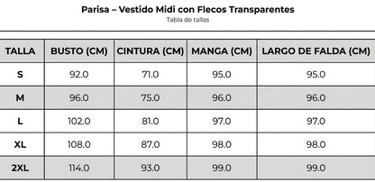 Parisa – Vestido midi con flecos transparentes ✨